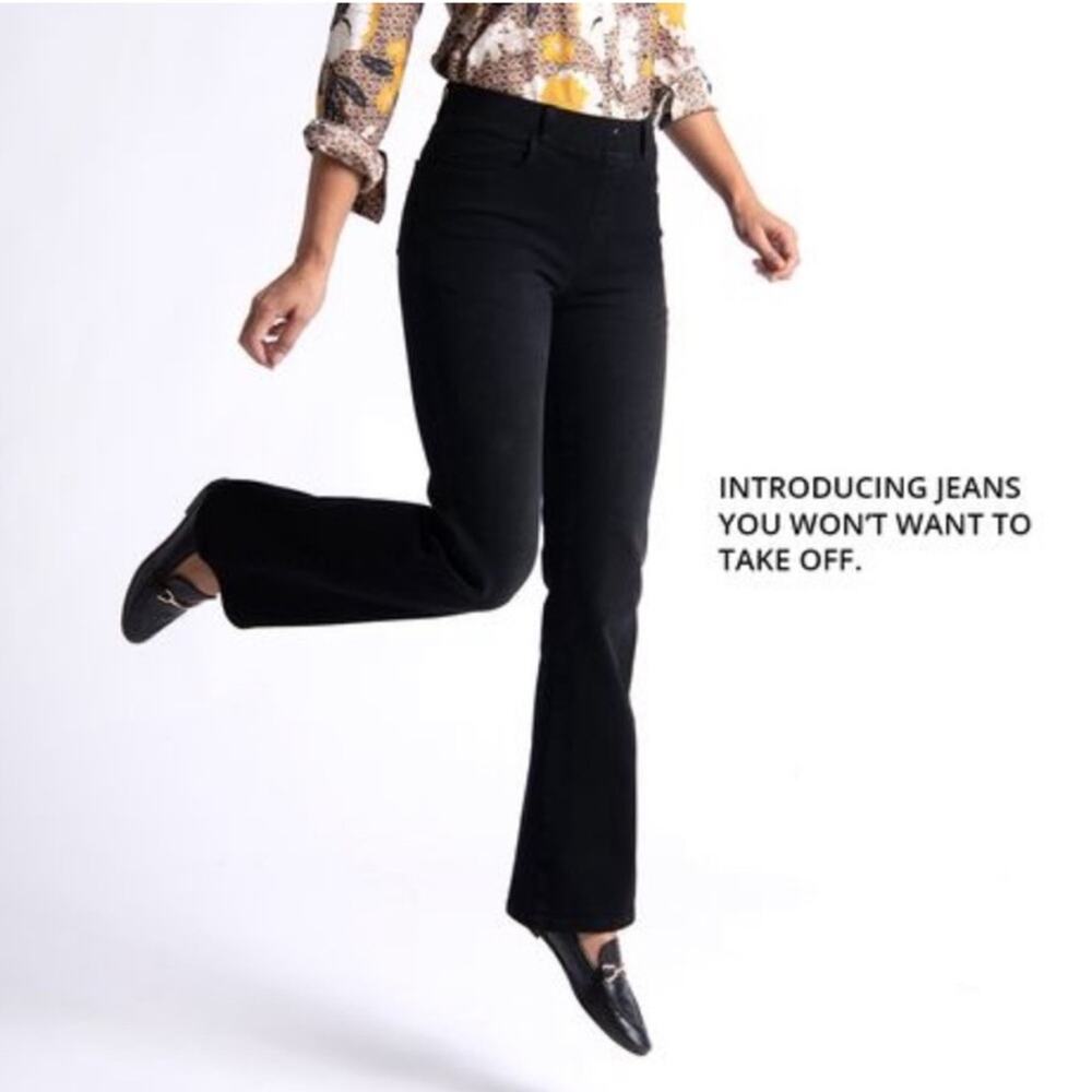 Betabrand Boot-Cut 4-Pocket Yoga Denim Jean in Washed Black Sz SP